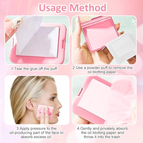 MAYCREATE® 200PCS Blotting Paper for Oily Face Oil Absorbing Sheets Natural Rose Travel Compact Wipes with Mirror Puff for Men Women MAYCREATE® 200PCS Blotting Paper for Oily Face Oil Absorbing Sheets Natural Rose Travel Compact Wipes with Mirror Puff for Men Women